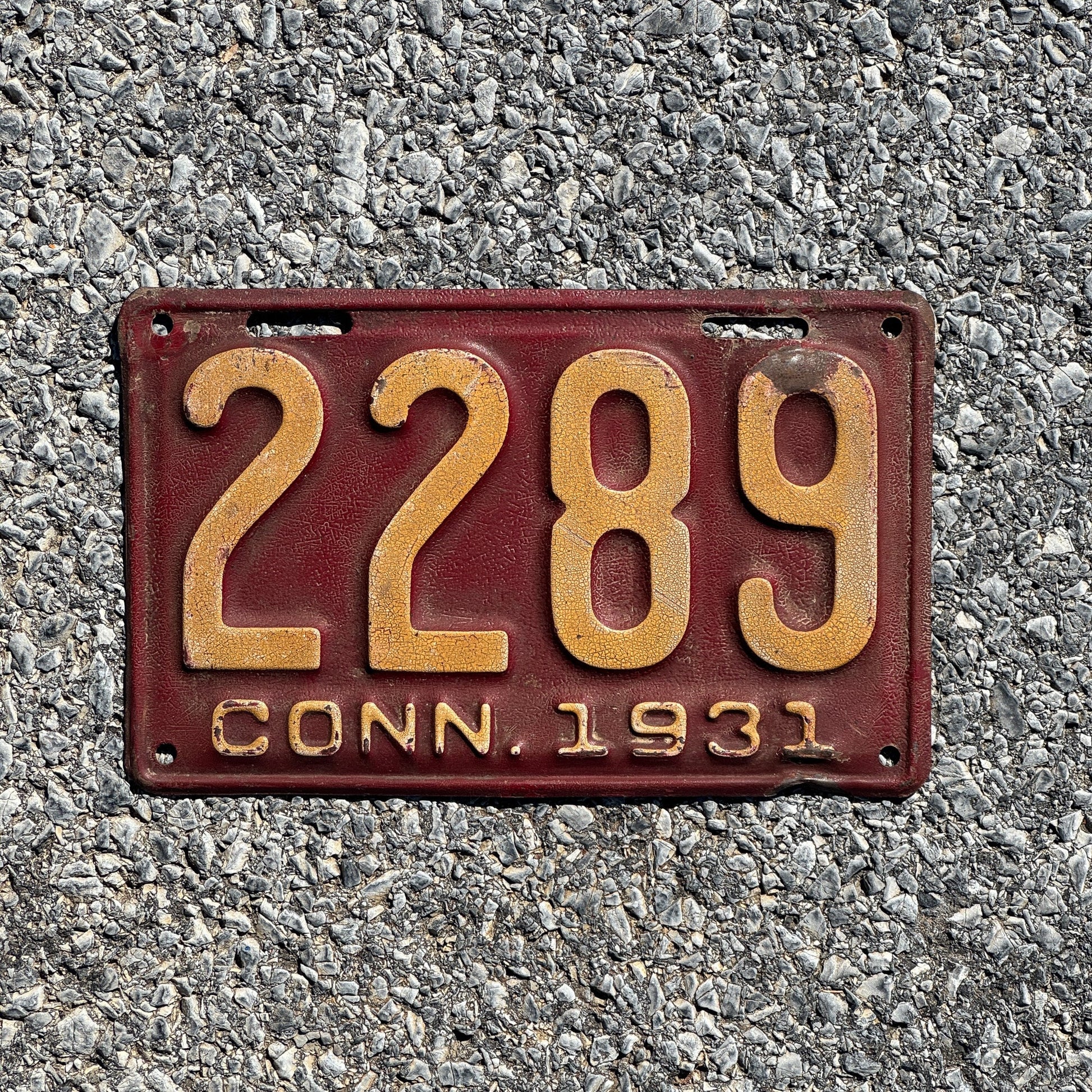 Photo of a 1931 Connecticut License Plate Auto Tag Garage Decor Vintage Ford Model A Year 2289