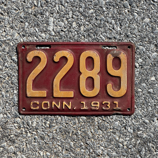 Photo of a 1931 Connecticut License Plate Auto Tag Garage Decor Vintage Ford Model A Year 2289