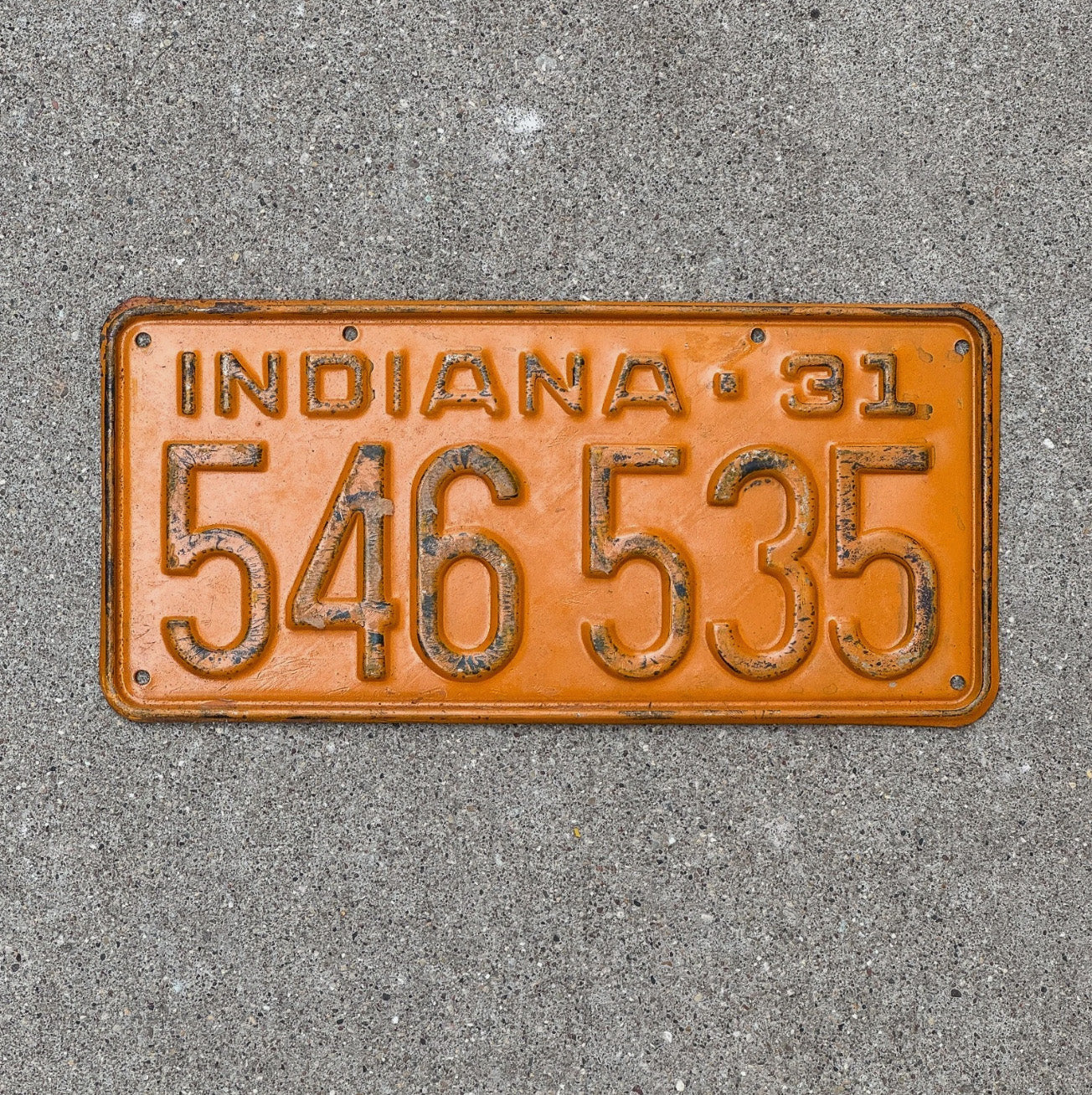Photo of a 1931 Indiana License Plate Auto Tag Garage Decor Vintage 546 535