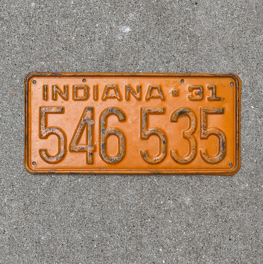Photo of a 1931 Indiana License Plate Auto Tag Garage Decor Vintage 546 535