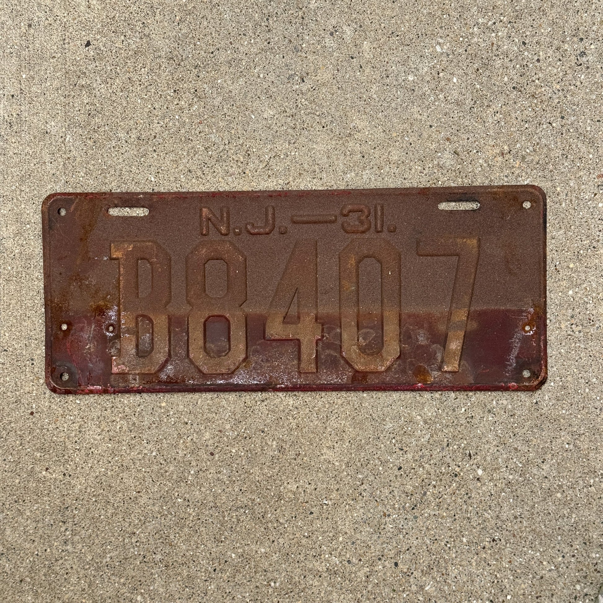 Photo of a 1931 New Jersey License Plate Auto Tag Garage Decor Vintage B 8407