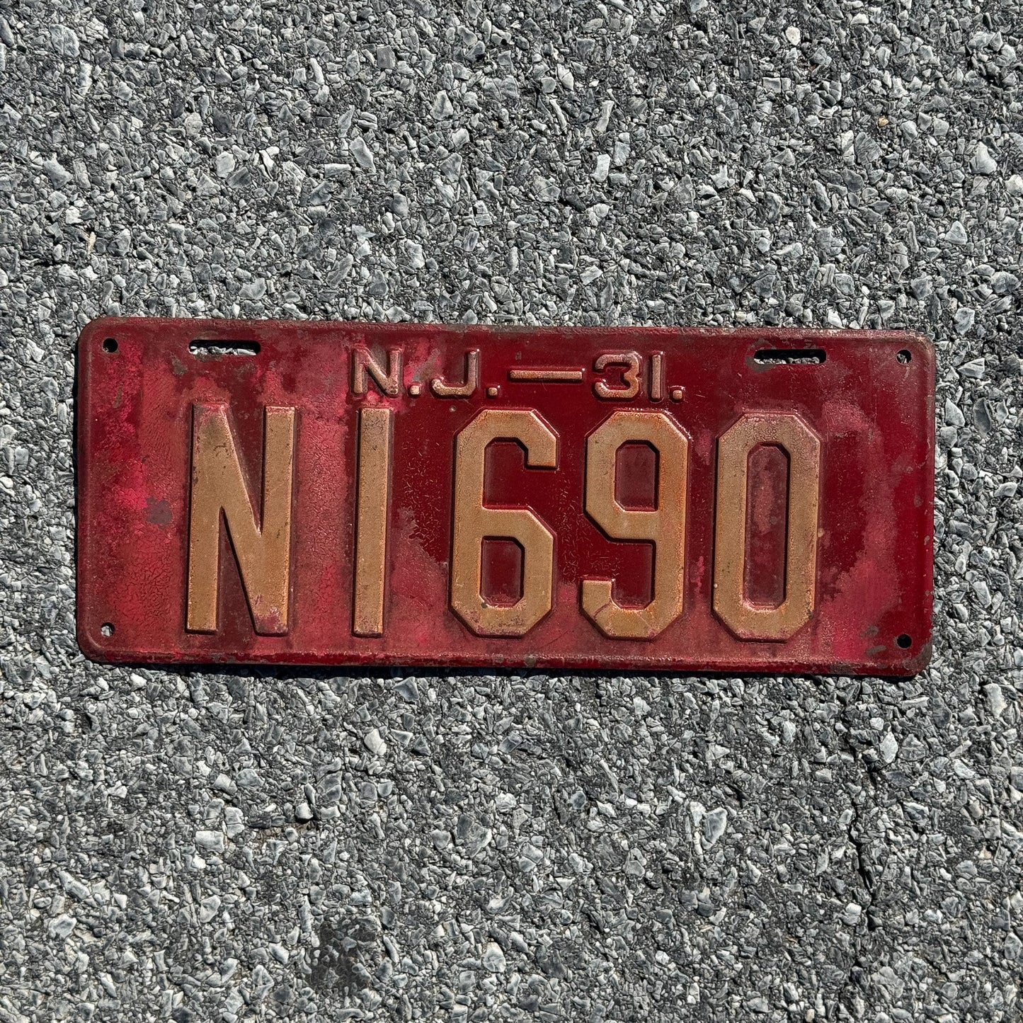 Photo of a 1931 New Jersey License Plate Auto Tag Garage Decor Vintage Ford Model A Year N 1690