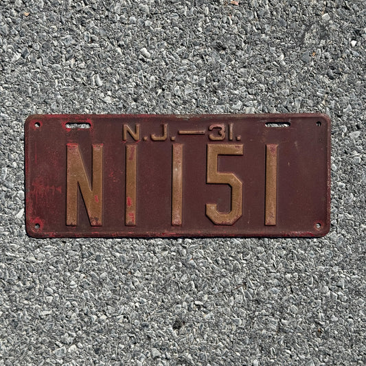 Photo of a 1931 New Jersey License Plate Auto Tag Garage Decor Vintage Ford Model A Year N1151