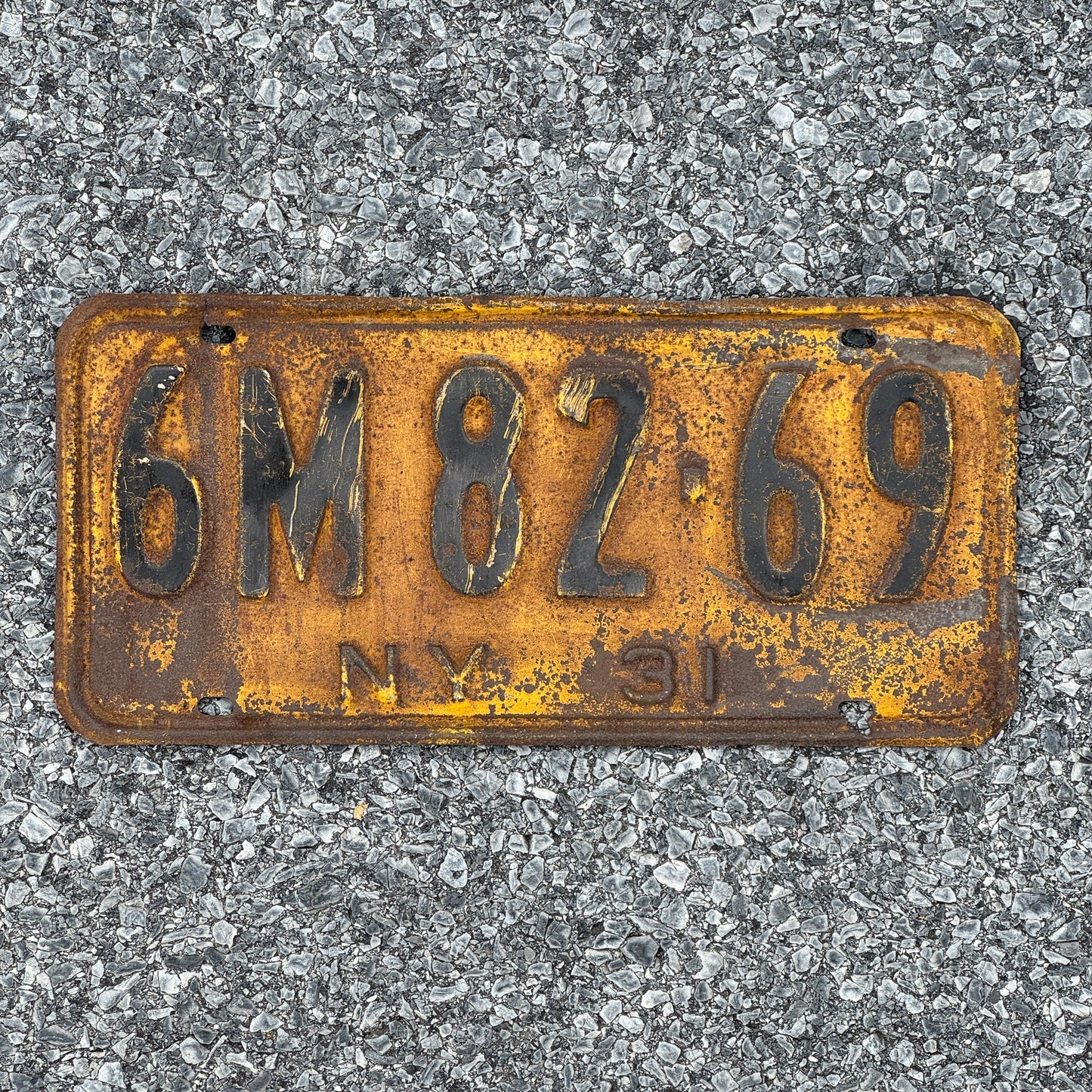 Photo of a 1931 New York License Plate Auto Tag Garage Decor Vintage Ford Model A Year 6M82 69
