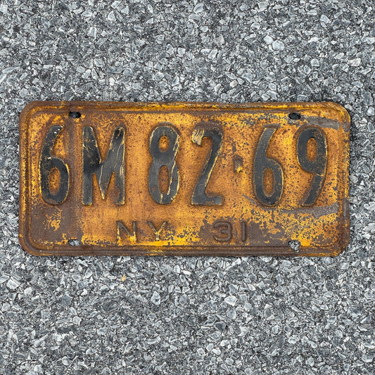 Photo of a 1931 New York License Plate Auto Tag Garage Decor Vintage Ford Model A Year 6M82 69