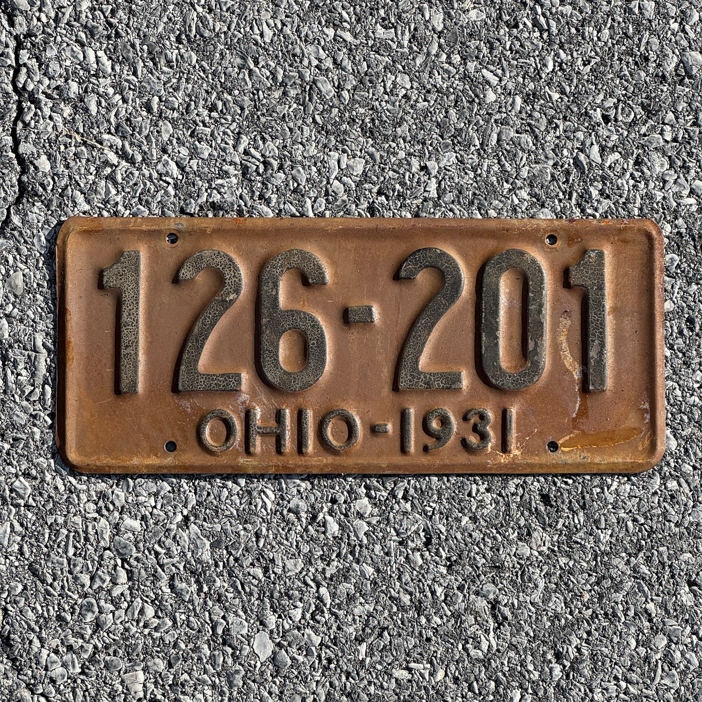 Photo of a 1931 Ohio License Plate Auto Tag Garage Decor Vintage Ford Model A Year 126 201