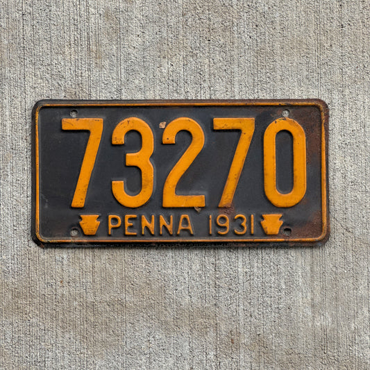 Photo of a 1931 Pennsylvania License Plate Auto Tag Garage Decor Vintage 73270 with original patina