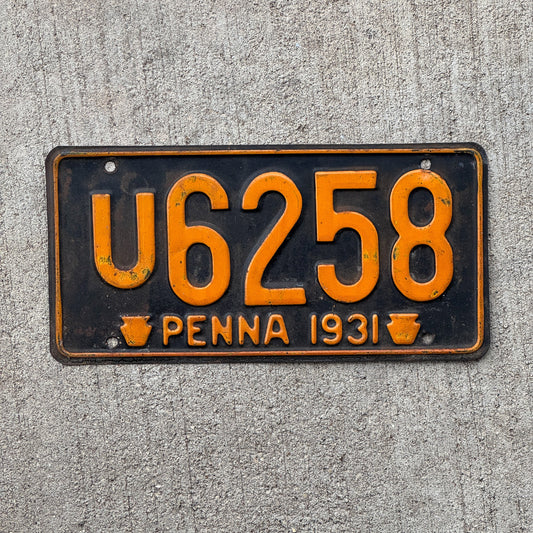 Photo of a 1931 Pennsylvania License Plate Auto Tag Garage Decor Vintage U 6258