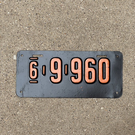 Photo of a 1932 Colorado Error License Plate Auto Tag Garage Decor Vintage Mis-stamp 6 9 960 with original patina