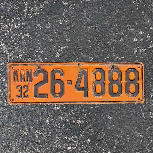 Photo of a 1932 Kansas License Plate Auto Tag Garage Decor Vintage 26 4888