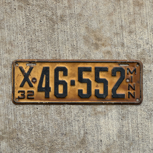 Photo of a 1932 Minnesota Truck License Plate Auto Tag Garage Decor Vintage X 46 552 with original patina
