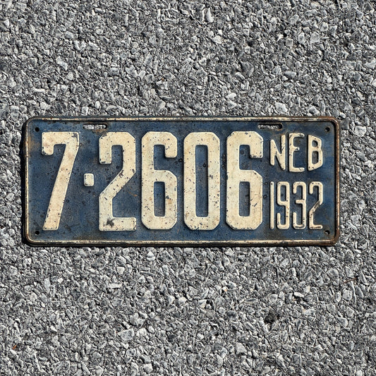 Photo of a 1932 Nebraska License Plate Auto Tag Garage Decor Vintage 72606
