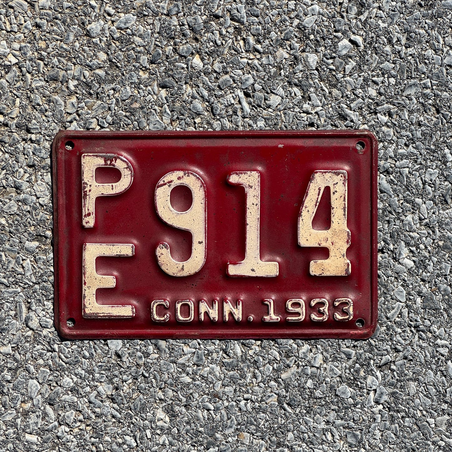 Photo of a 1933 Connecticut License Plate Auto Tag Garage Decor Vintage PE 914