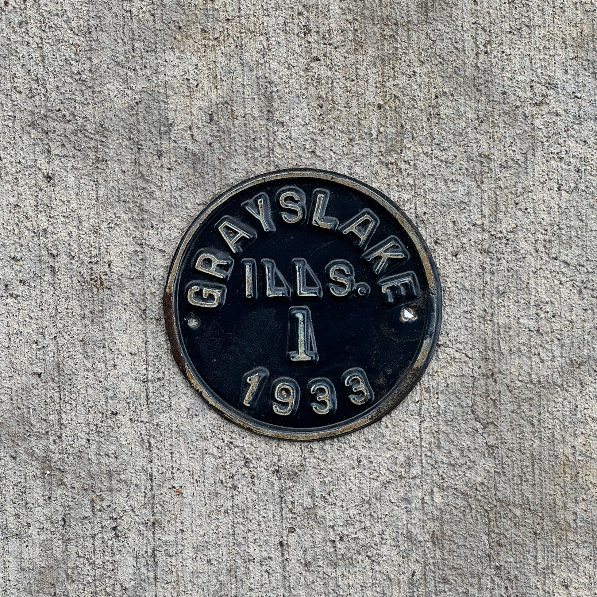 Photo of a 1933 Illinois Tax Tag License Plate Auto Tag Garage Decor Vintage Low Number Single Digit 1 with original patina