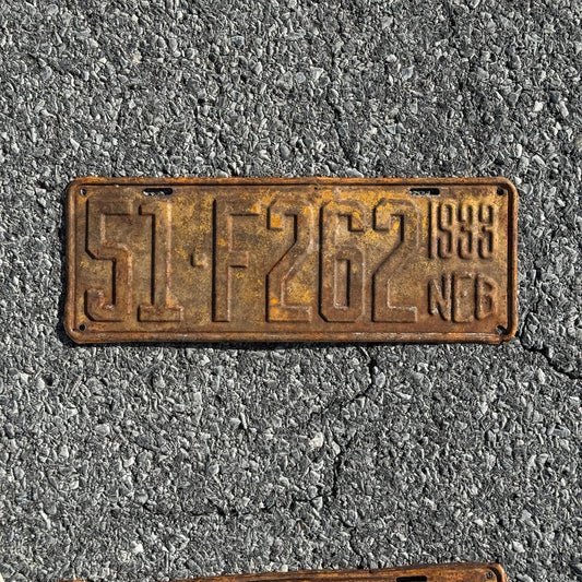 Photo of a 1933 Nebraska Farm Truck License Plate Auto Tag Garage Decor Vintage 51 F262