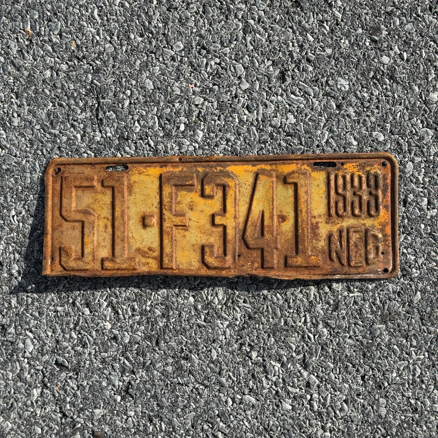 Photo of a 1933 Nebraska Farm Truck License Plate Auto Tag Garage Decor Vintage 51 F341