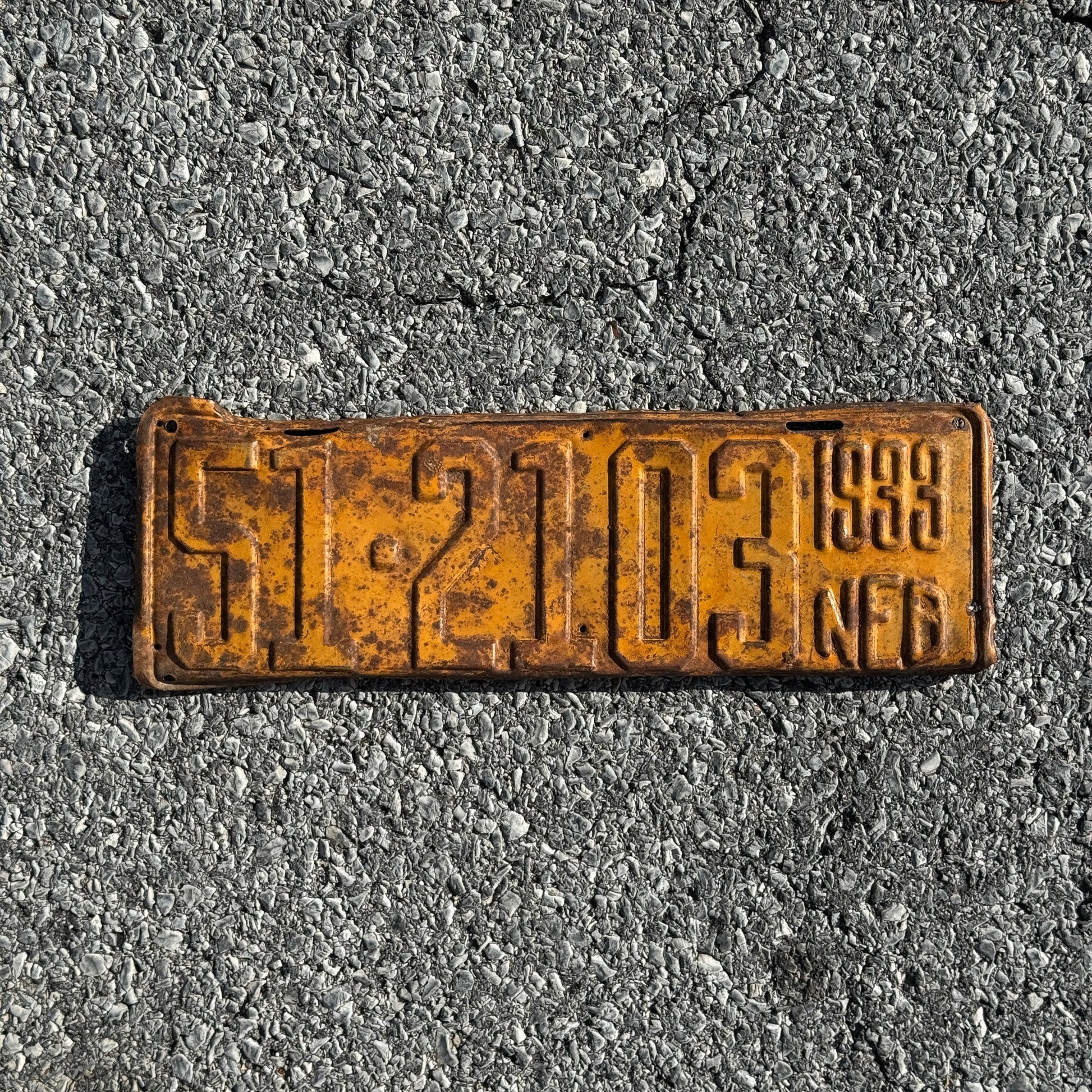 Photo of a 1933 Nebraska License Plate Auto Tag 1 Garage Decor 51 2103