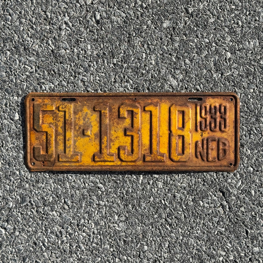 Photo of a 1933 Nebraska License Plate Auto Tag 2 Garage Decor 51 1318