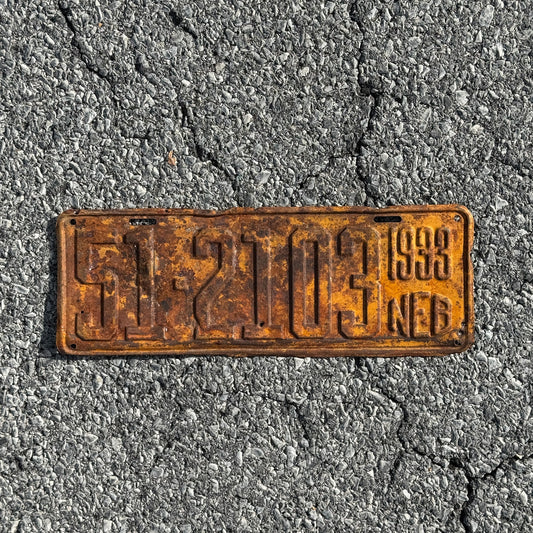 Photo of a 1933 Nebraska License Plate Auto Tag 2 Garage Decor 51 2103