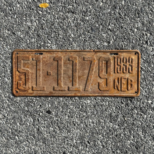 Photo of a 1933 Nebraska License Plate Auto Tag Garage Decor Vintage 51 1179