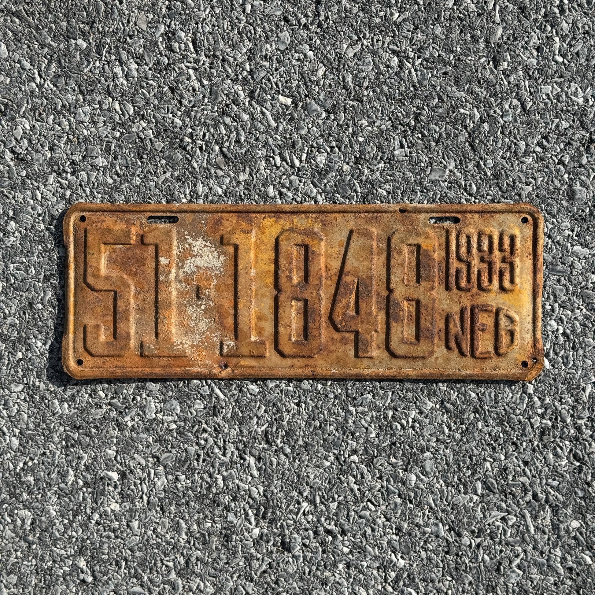 Photo of a 1933 Nebraska License Plate Auto Tag Garage Decor Vintage 51 1848
