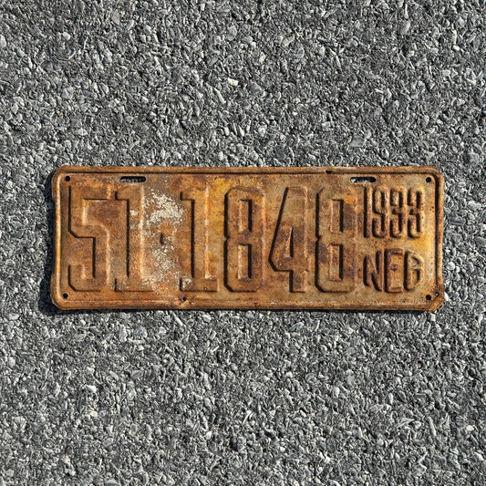 Photo of a 1933 Nebraska License Plate Auto Tag Garage Decor Vintage 51 1848
