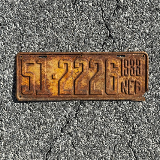 Photo of a 1933 Nebraska License Plate Auto Tag Garage Decor Vintage 51 2226