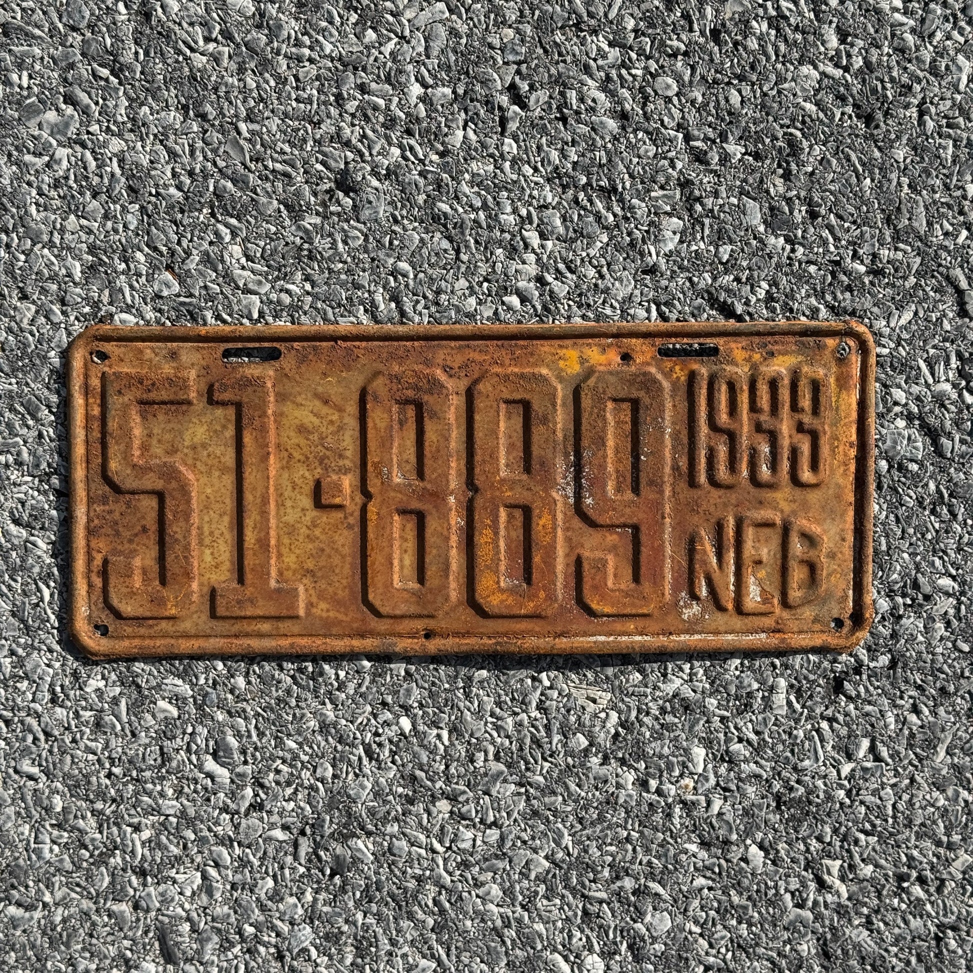 Photo of a 1933 Nebraska License Plate Auto Tag Garage Decor Vintage 51 889