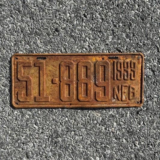 Photo of a 1933 Nebraska License Plate Auto Tag Garage Decor Vintage 51 889