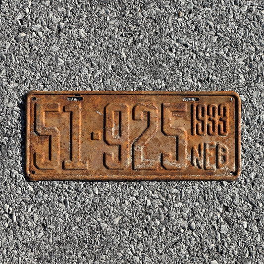 Photo of a 1933 Nebraska License Plate Auto Tag Garage Decor Vintage 51 925
