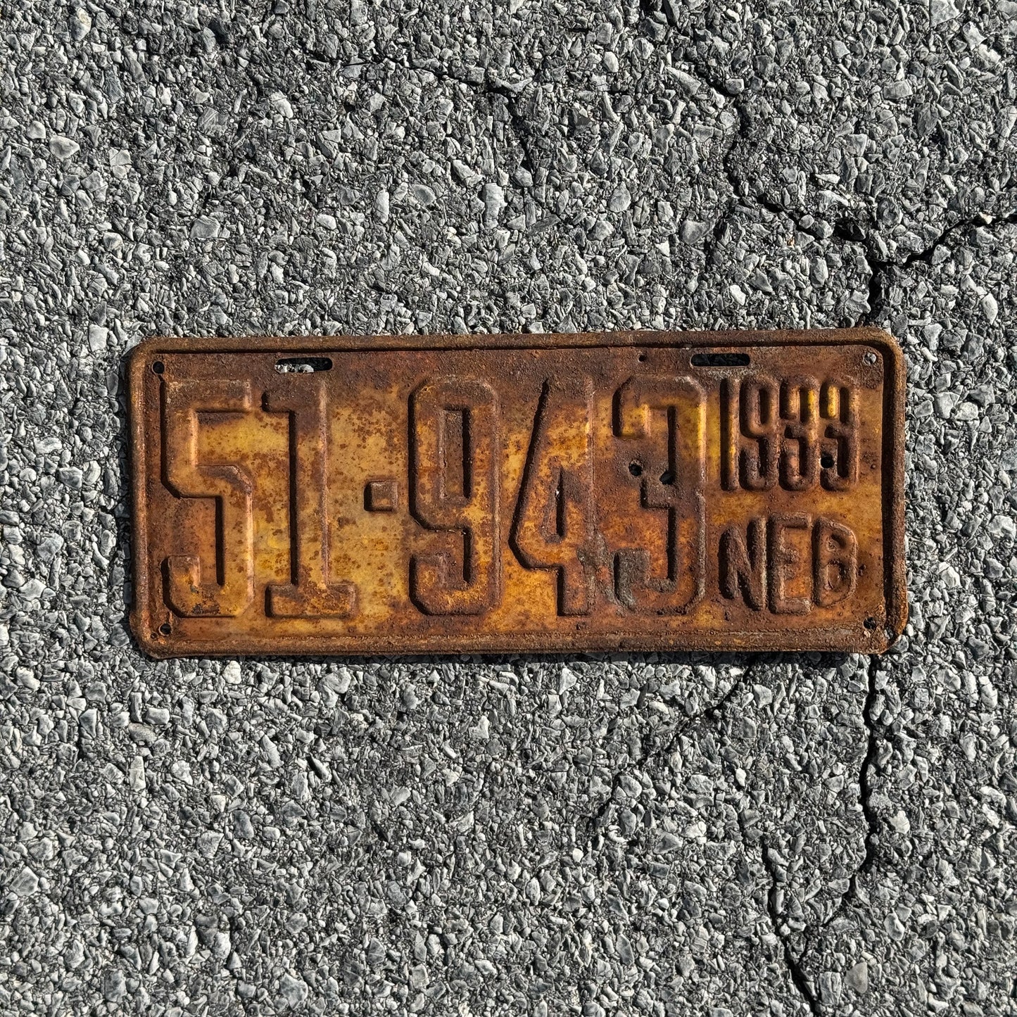 Photo of a 1933 Nebraska License Plate Auto Tag Garage Decor Vintage 51 943