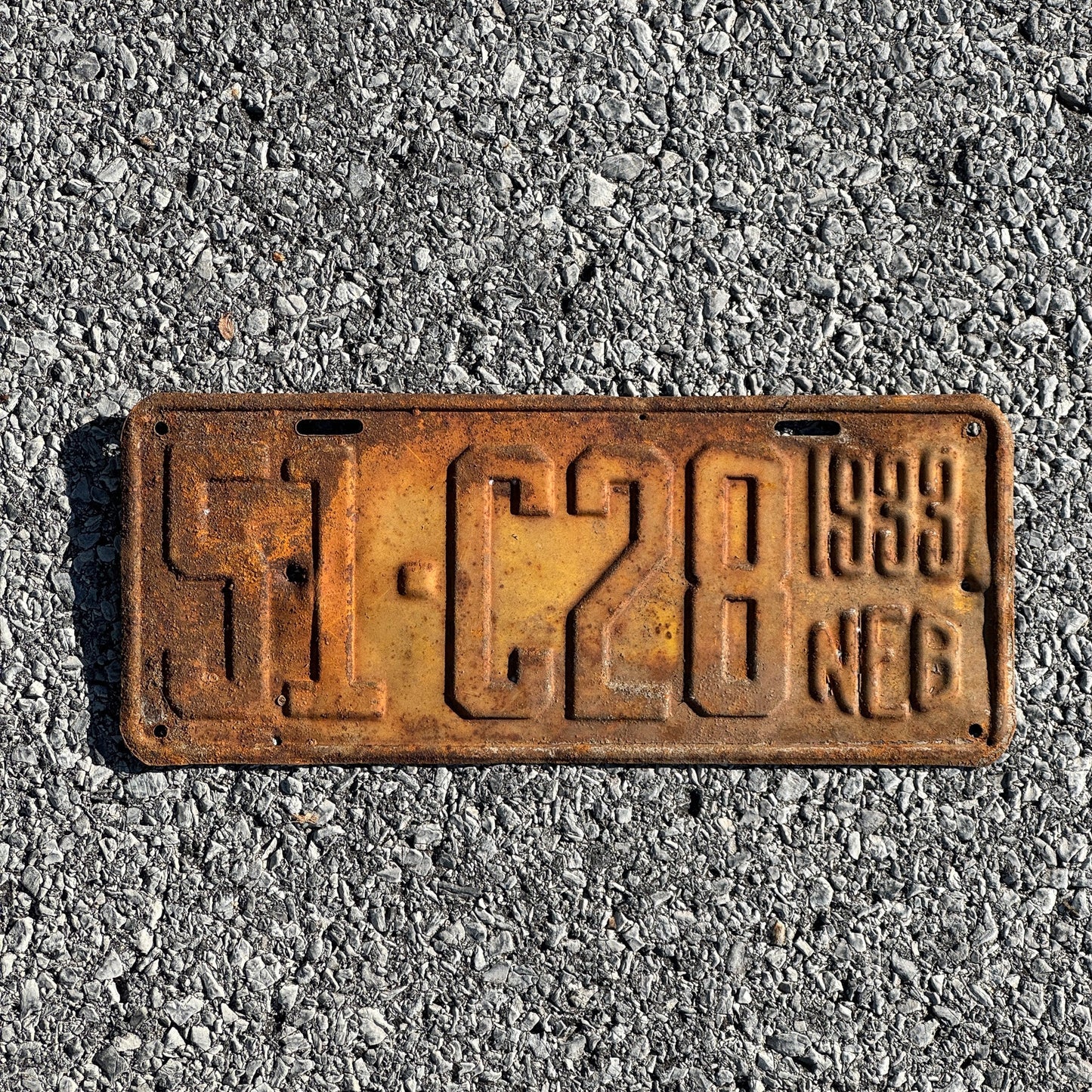 Photo of a 1933 Nebraska Truck License Plate Auto Tag Garage Decor Vintage 51 C28