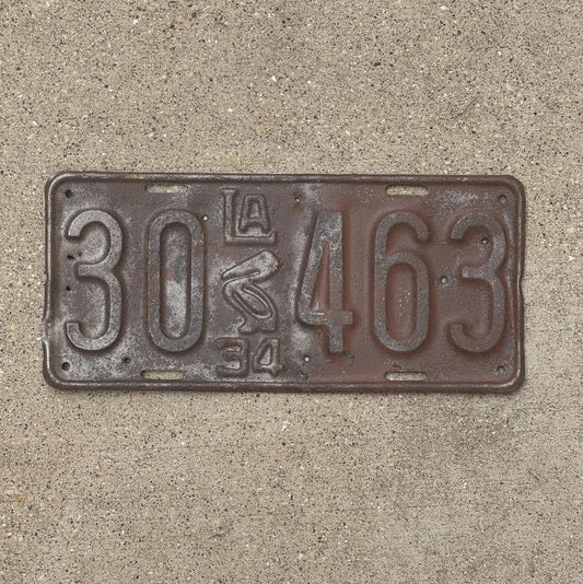 Photo of a 1934 Louisiana License Plate Auto Tag Garage Decor Vintage 30 463