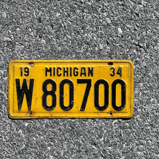 Photo of a 1934 Michigan License Plate Auto Tag Garage Decor Vintage W 80700