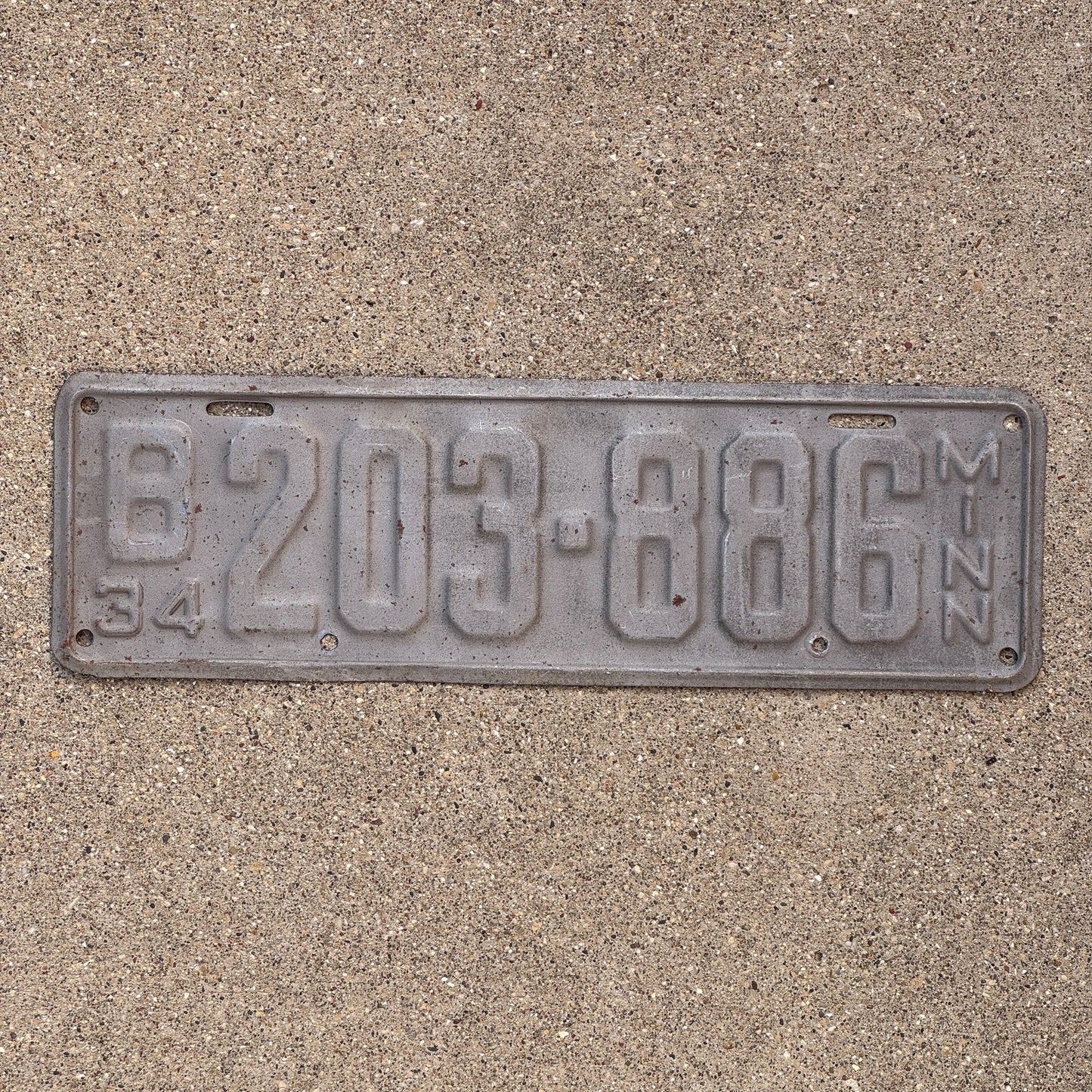 Photo of a 1934 Minnesota License Plate Auto Tag Garage Decor Vintage B 203 886