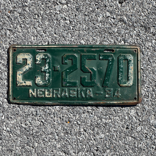 Photo of a 1934 Nebraska License Plate Auto Tag Garage Decor Vintage 23 2570