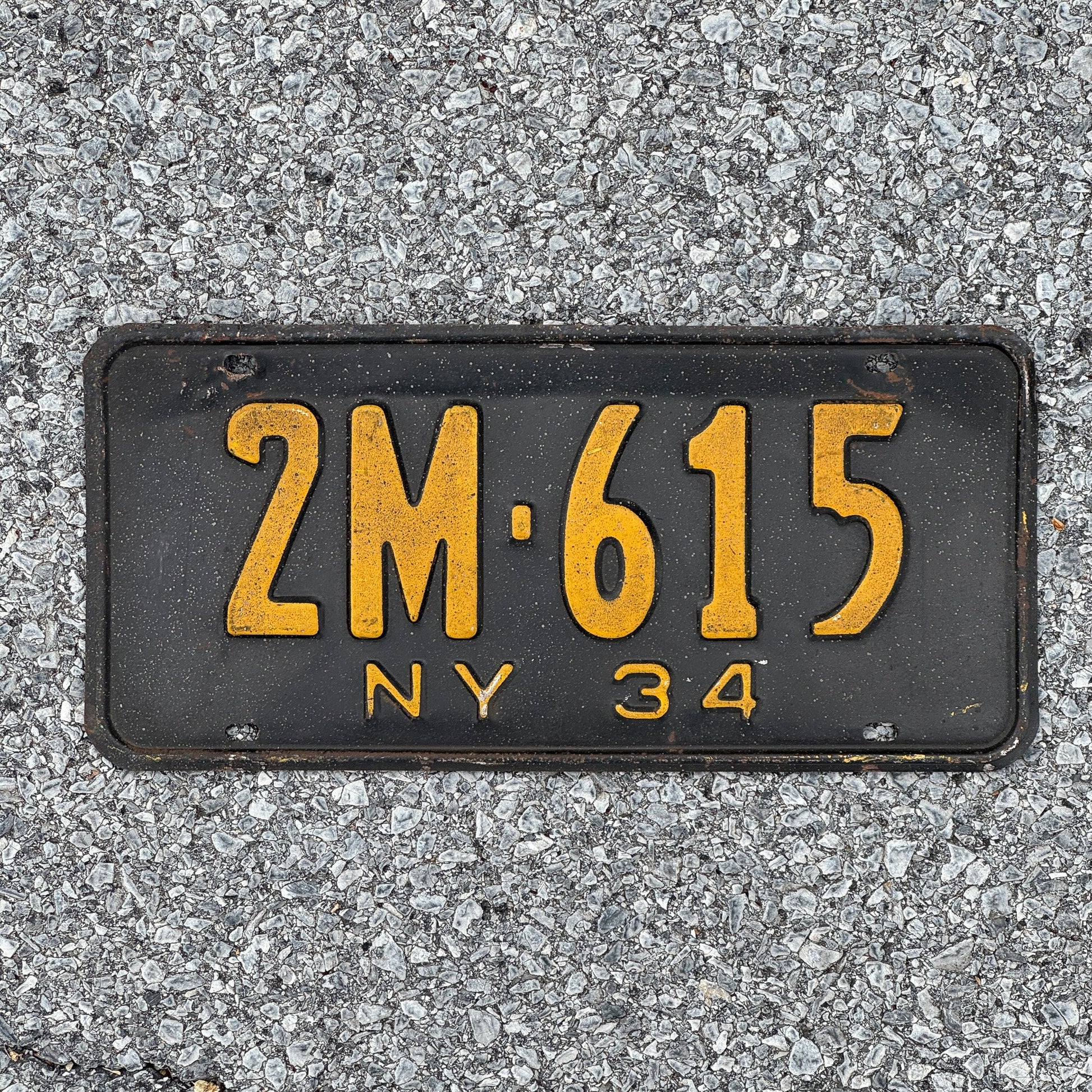 Photo of a 1934 New York License Plate Auto Tag Garage Decor Vintage 2M 615