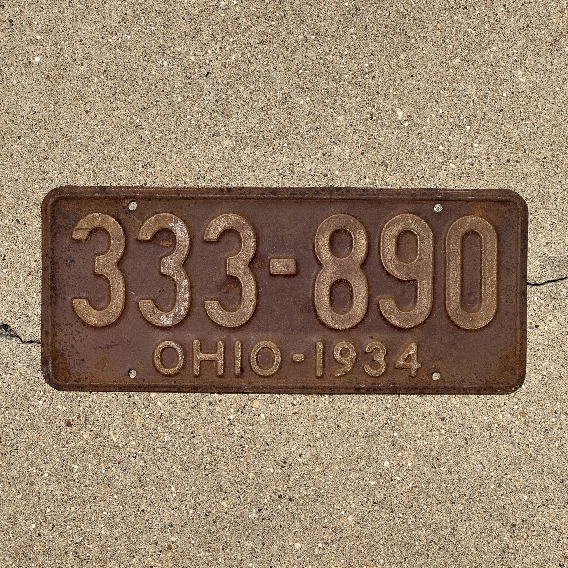 Photo of a 1934 Ohio License Plate Auto Tag Garage Decor Vintage Repeat Repeating 333 890