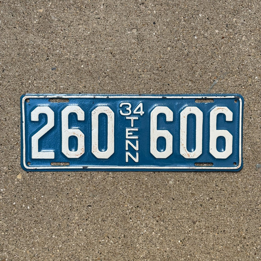 Photo of a 1934 Tennessee License Plate Auto Tag Garage Decor Vintage 260606
