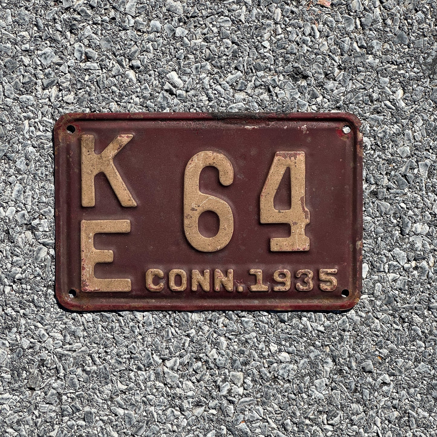 Photo of a 1935 Connecticut License Plate Auto Tag Garage Decor Vintage KE64