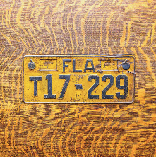 Photo of a 1935 Florida License Plate Auto Tag Garage Decor Vintage T 17 229 with original patina