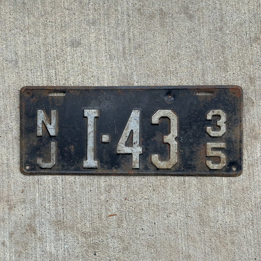 Photo of a 1935 New Jersey Courtesy License Plate Auto Tag Garage Decor Vintage Somerset County Government Official I 43 with original patina