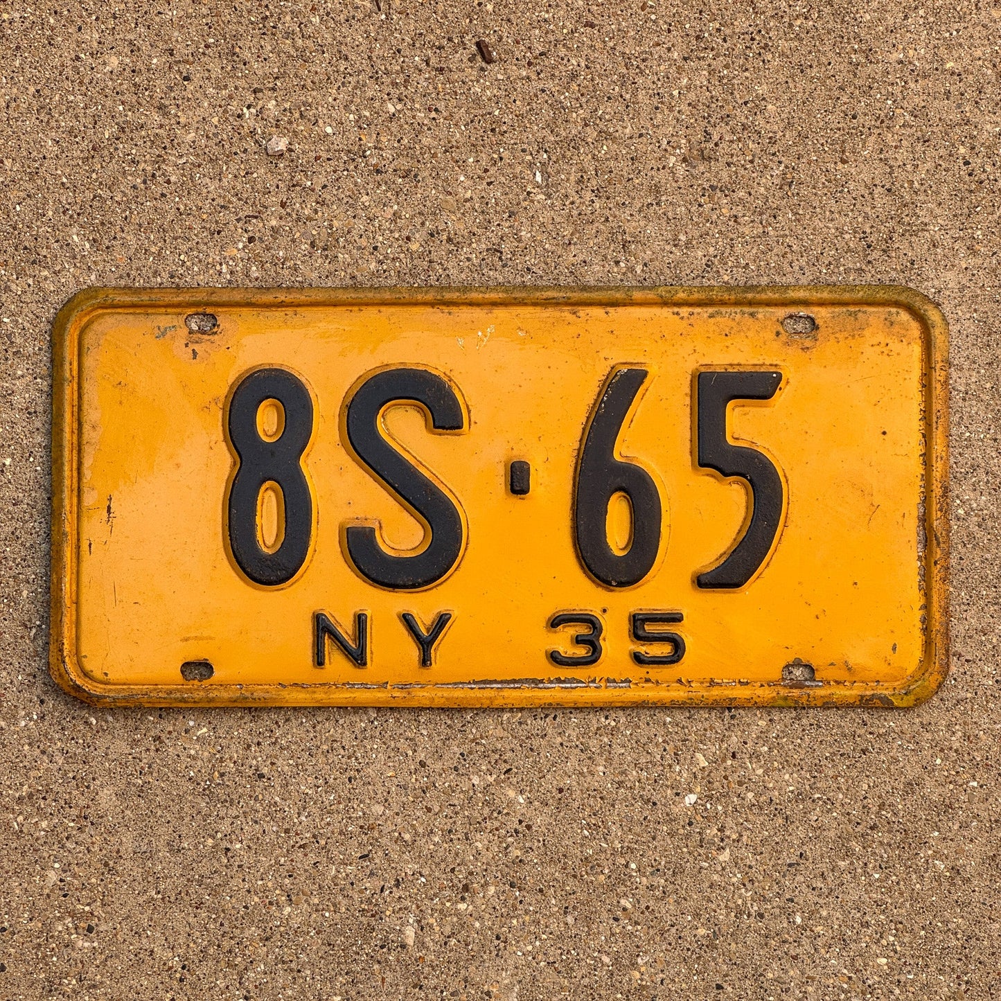 Photo of a 1935 New York License Plate Auto Tag Garage Decor Vintage 8S 65