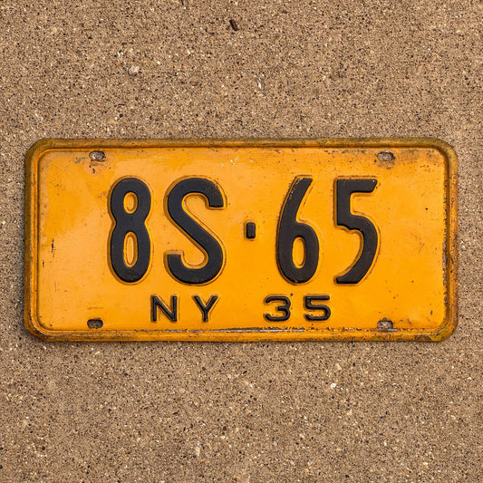 Photo of a 1935 New York License Plate Auto Tag Garage Decor Vintage 8S 65