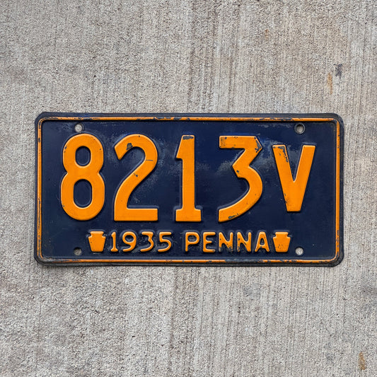 Photo of a 1935 Pennsylvania License Plate Auto Tag Garage Decor Vintage 8213 V