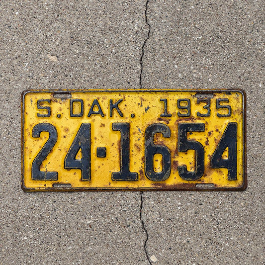 Photo of a 1935 South Dakota License Plate Auto Tag Garage Decor Vintage 24 1654