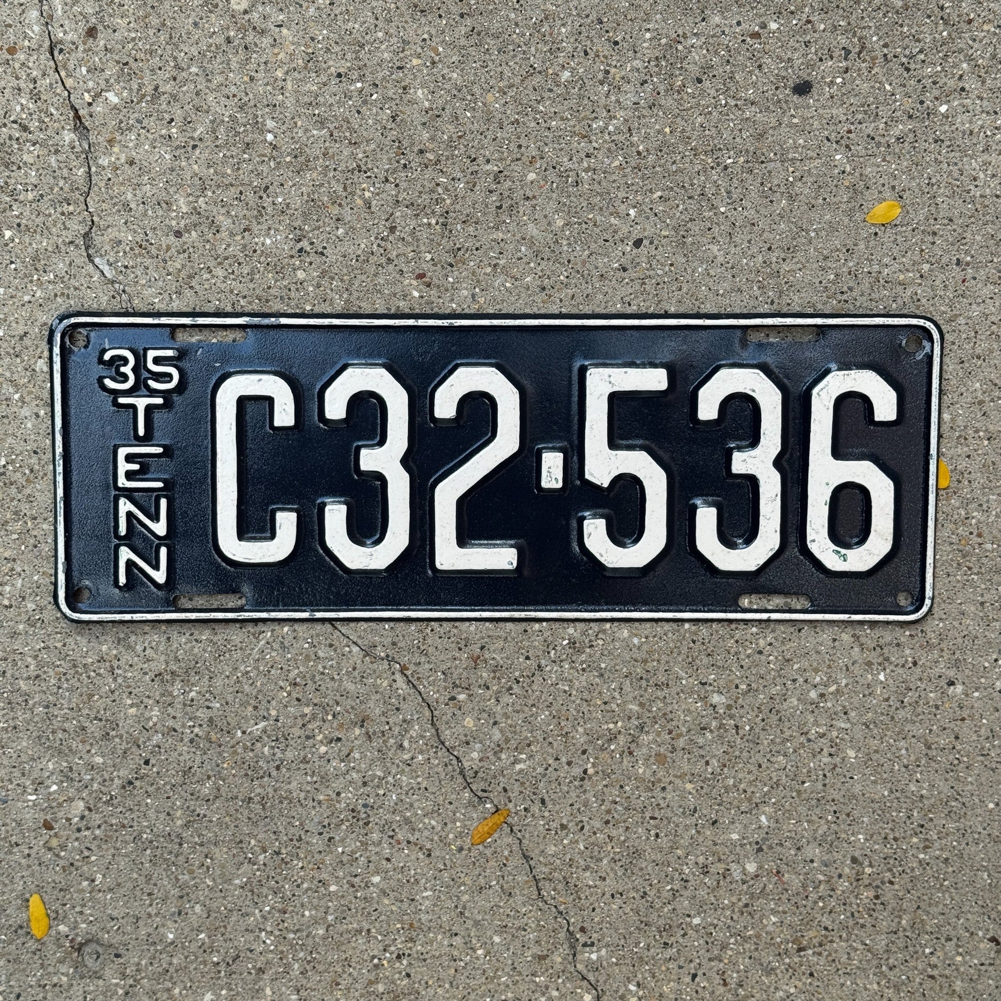 Photo of a 1935 Tennessee Truck License Plate Auto Tag Garage Decor Vintage C 32 536