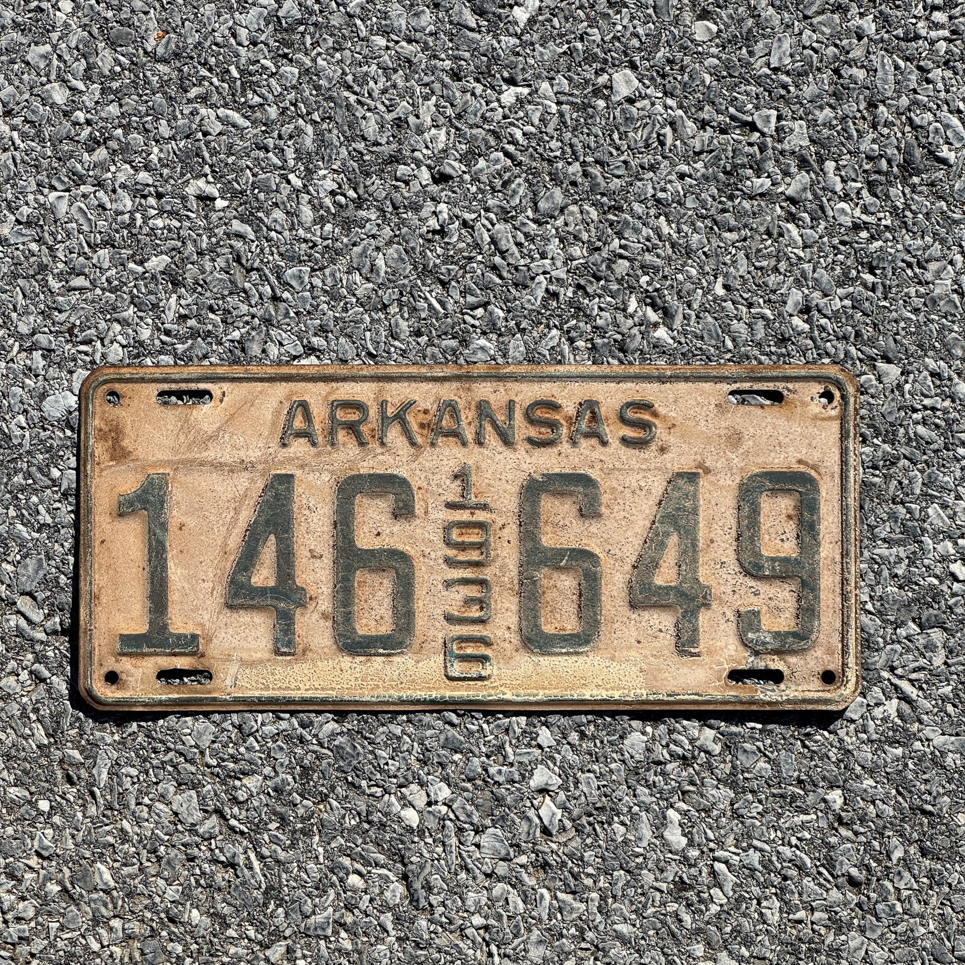 Photo of a 1936 Arkansas License Plate Auto Tag Garage Decor Vintage 146649