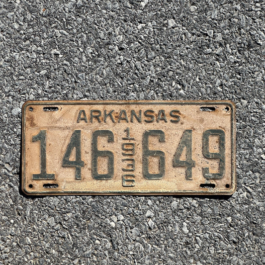 Photo of a 1936 Arkansas License Plate Auto Tag Garage Decor Vintage 146649