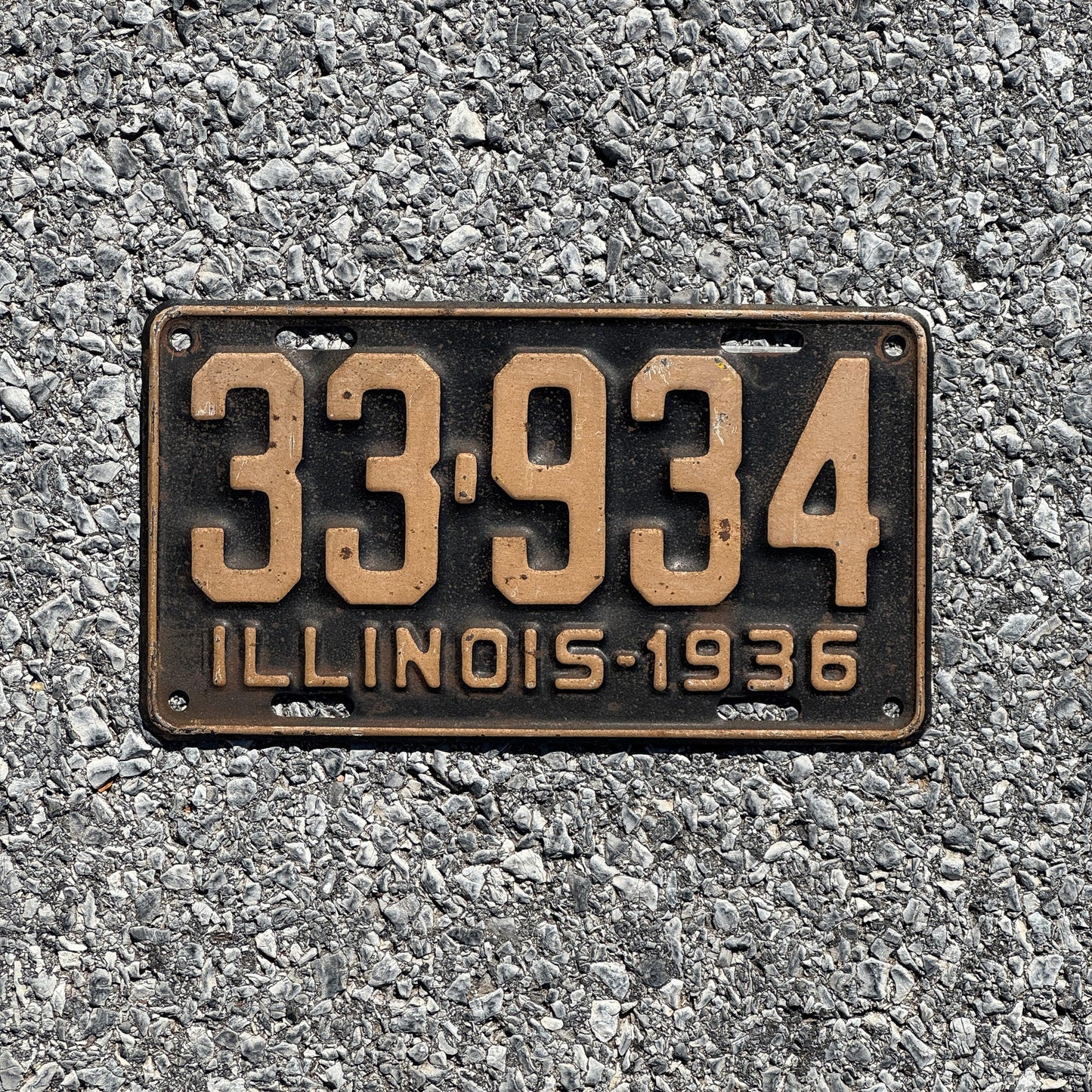 Photo of a 1936 Illinois License Plate Auto Tag Garage Decor Vintage 33934